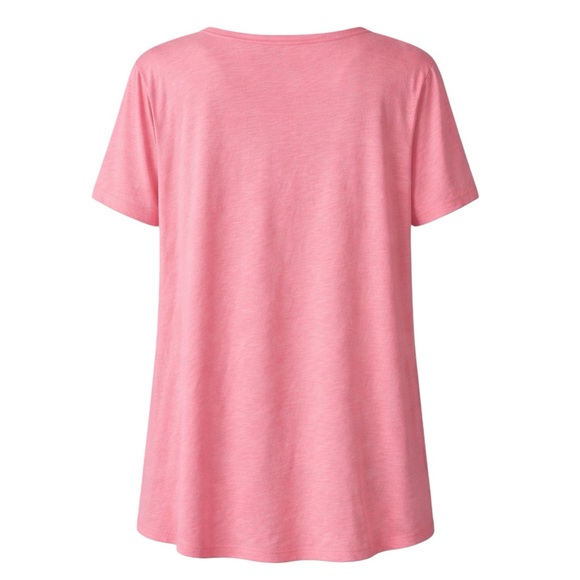 Talbots Petal Pink Smocked Yoke Short Sleeve Knit Top Women’s Large NWT - Picture 10 of 16